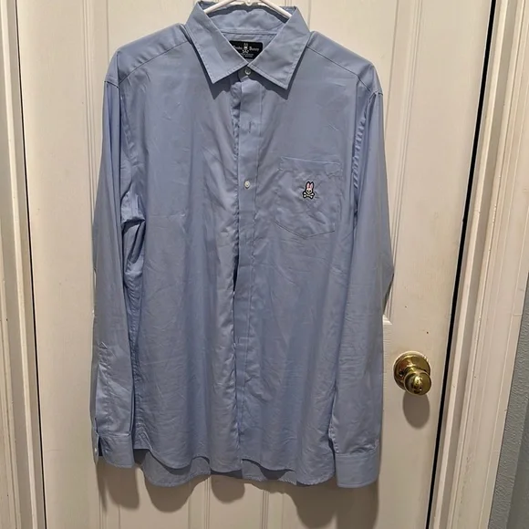 Psycho Bunny Button Up Blue Long Sleeve Mens Dress Shirt Cool Brand 100% cotton Psycho Bunny Button Up Blue Long Sleeve Mens Dress Shirt Cool Brand 100% cotton